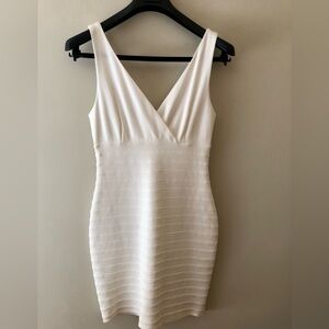 Express White V-Neck Sleeveless Bodycon Dress